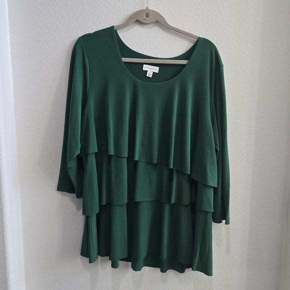 Susan Graver layered green blouse size XL - Picture 1 of 12